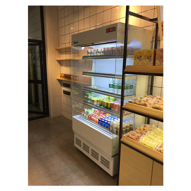 Magasin de détail Petite unité extérieure Chiller de type ouvert Petite armoire à rideau d'air congélateur