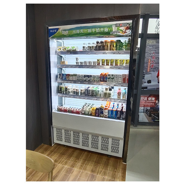 Magasin de détail Petite unité extérieure Chiller de type ouvert Petite armoire à rideau d'air congélateur