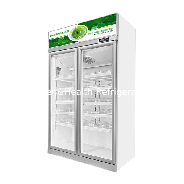 Supermarché commercial / magasin deux portes vitrées économie réfrigérateur vitrine réfrigérateur