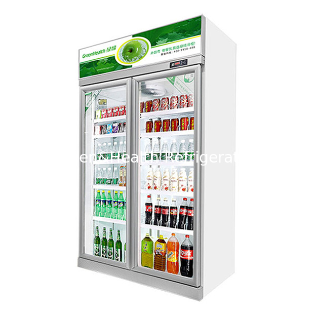 Supermarché commercial / magasin deux portes vitrées économie réfrigérateur vitrine réfrigérateur