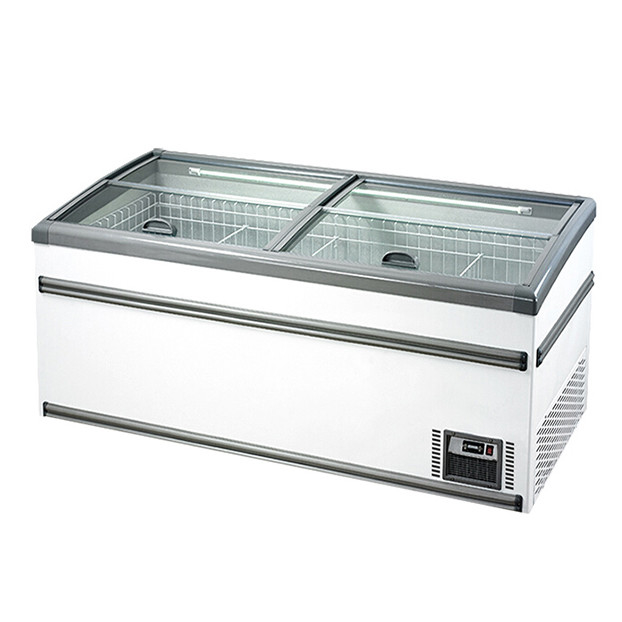 White/Gray Supermarket Frozen Products/Rice-Meat Dumplings/Frozen Fish Storage Display Island Cabinet Freezer