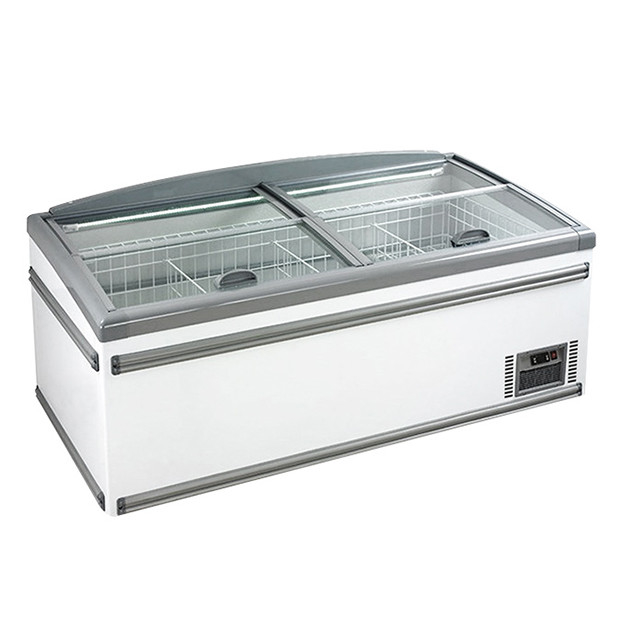White/Gray Supermarket Frozen Products/Rice-Meat Dumplings/Frozen Fish Storage Display Island Cabinet Freezer