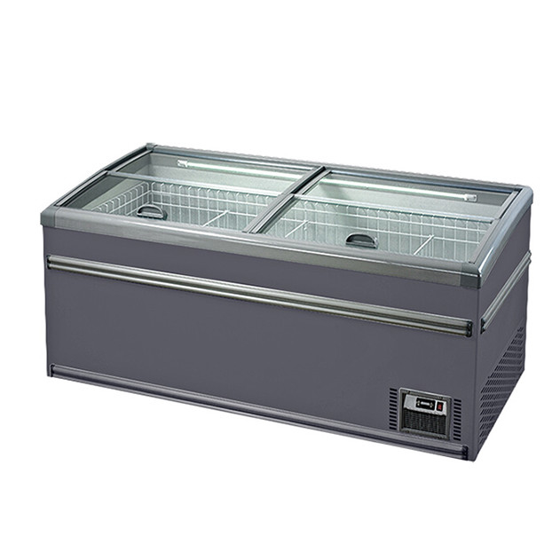 White/Gray Supermarket Frozen Products/Rice-Meat Dumplings/Frozen Fish Storage Display Island Cabinet Freezer