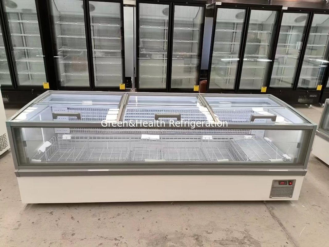 Supermarket Island Freezer Frost-Free Deep Freezer For Meat With LED Light