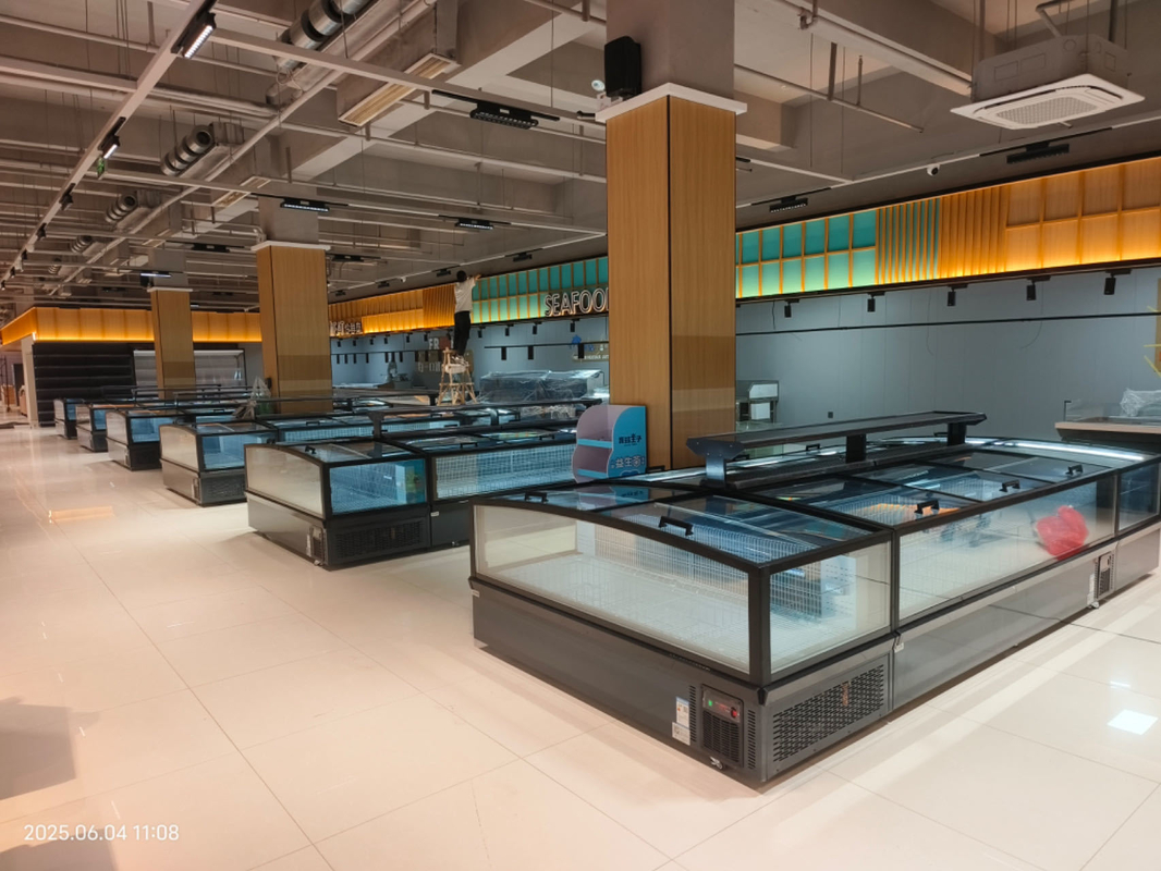Supermarket Island Freezer Frost-Free Deep Freezer For Meat With LED Light