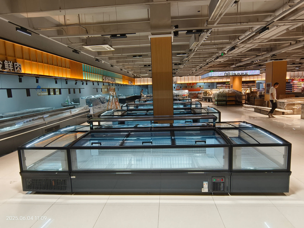Supermarket Island Freezer Frost-Free Deep Freezer For Meat With LED Light