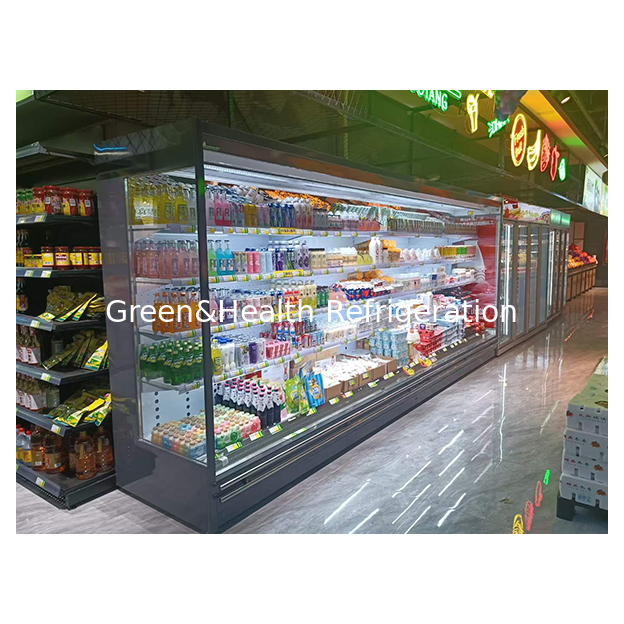 Supermarché/Magasin Fruits/Légumes/Boissons Stockage Réfrigérateur Angle Droit Armoire Ouverte Congélateur