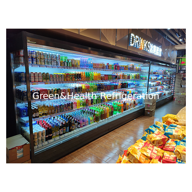 Supermarché/Magasin Fruits/Légumes/Boissons Stockage Réfrigérateur Angle Droit Armoire Ouverte Congélateur