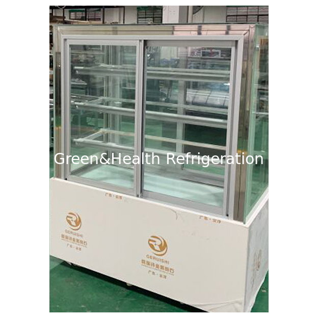 Vente directe d'usine Verre transparent Angle droit Acier inoxydable Présentoir réfrigéré à gâteaux Congélateur