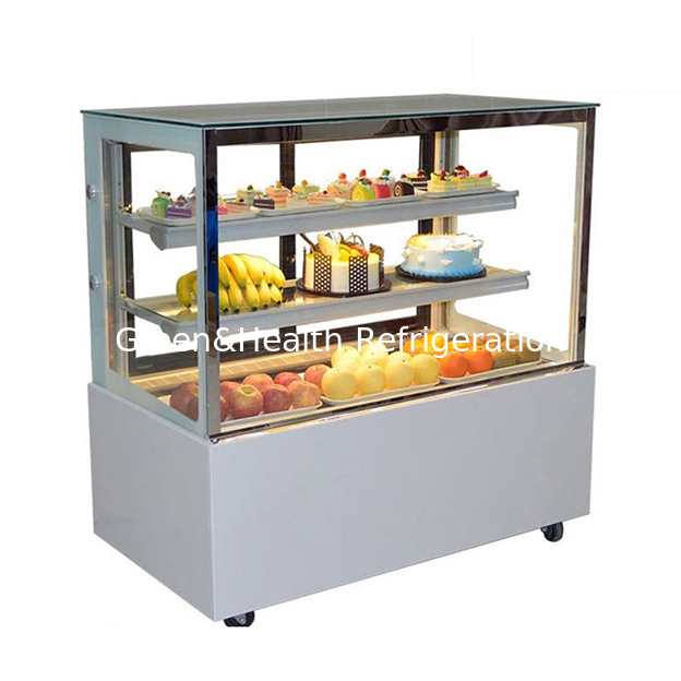 Vente directe d'usine Verre transparent Angle droit Acier inoxydable Présentoir réfrigéré à gâteaux Congélateur