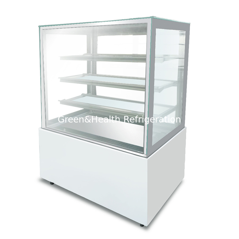 Vente directe d'usine Verre transparent Angle droit Acier inoxydable Présentoir réfrigéré à gâteaux Congélateur