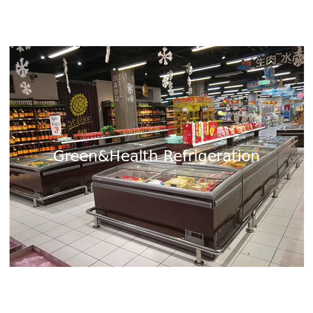 Îlot réfrigéré de présentation pour supermarché/magasin commercial de grande taille, congélateur
