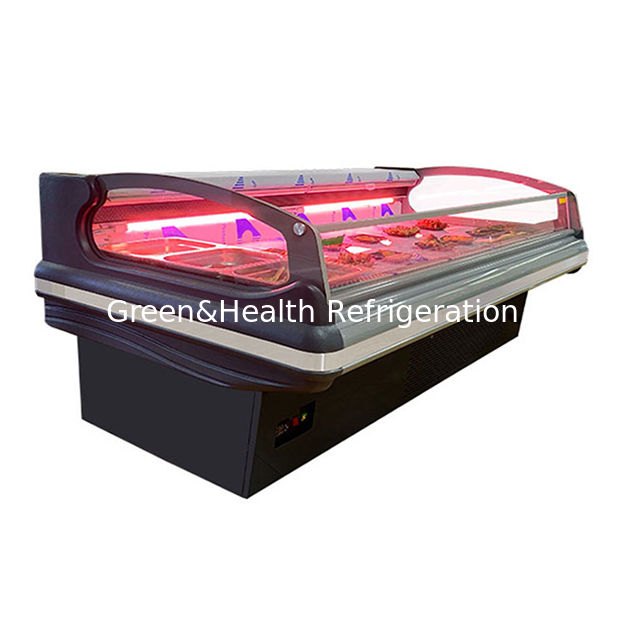 Les supermarchés commerciaux horizontaux utilisent des réfrigérateurs de stockage de viande fraîche de style européen élégant