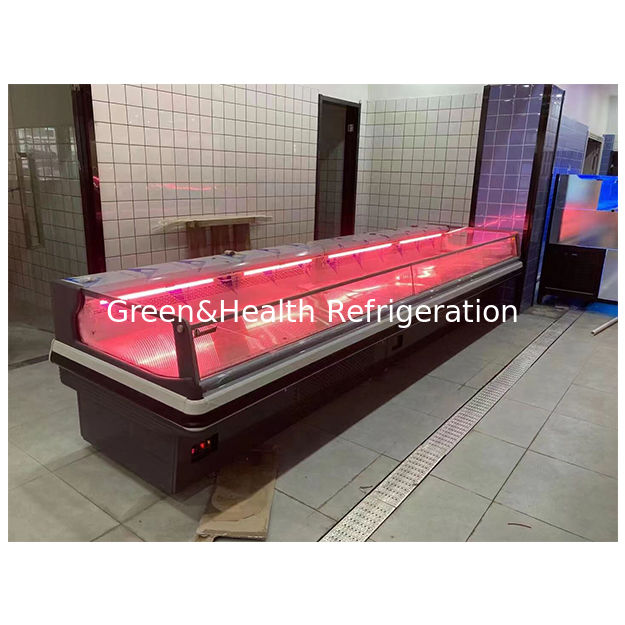 Les supermarchés commerciaux horizontaux utilisent des réfrigérateurs de stockage de viande fraîche de style européen élégant