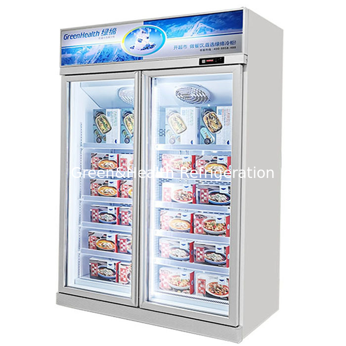 Supermarket/Store Commercial Two Glass Door Storage Freezer Display Fridge