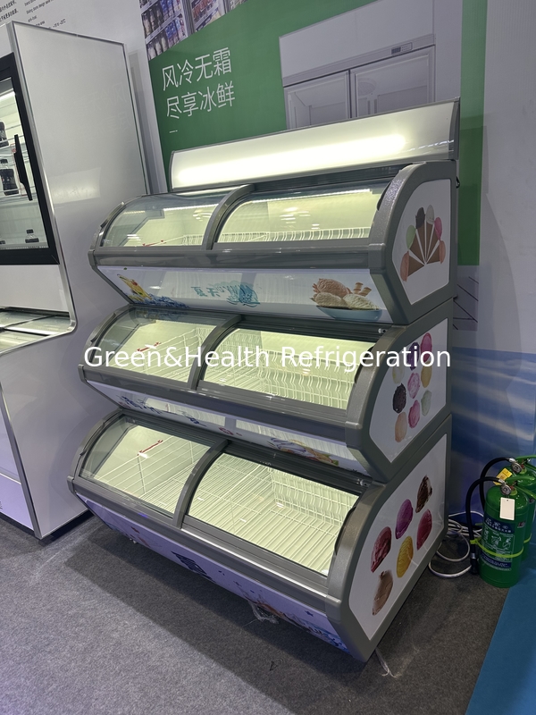 3 Tiers Ice Cream Display Freezer With LED Lighting For frozen treats business