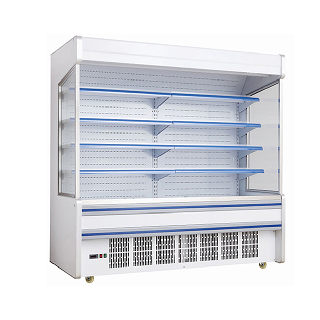 Congélateur commercial de supermarché, compresseur intégré, multiples étagères, type ouvert