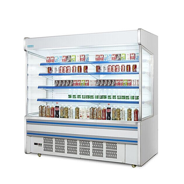 Congélateur commercial de supermarché, compresseur intégré, multiples étagères, type ouvert