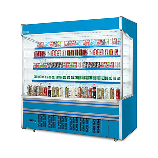 Congélateur commercial de supermarché, compresseur intégré, multiples étagères, type ouvert