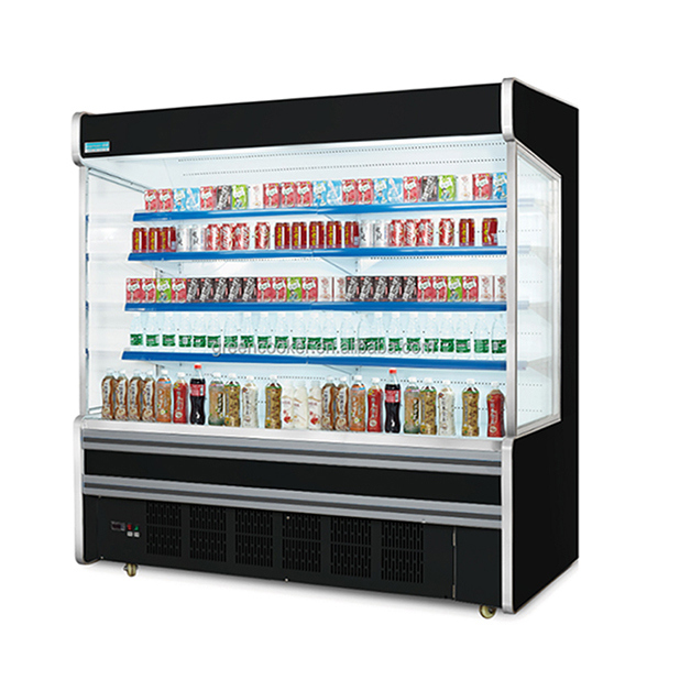 Congélateur commercial de supermarché, compresseur intégré, multiples étagères, type ouvert
