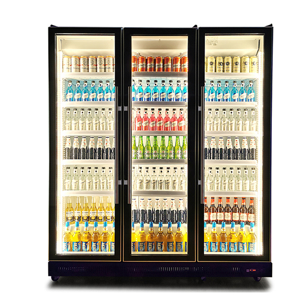 Portes en verre commerciales éclairage vertical multiples boissons réfrigérateur affichage congélateur réfrigérateur