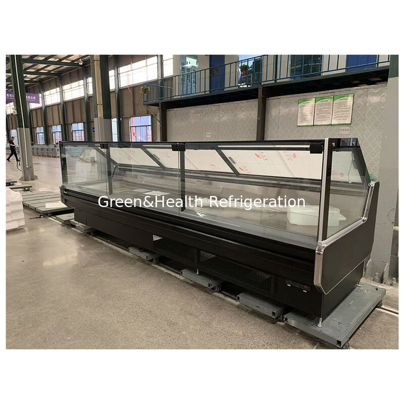 Design de refroidissement statique du supermarché avec service d'évaporation par gravité Compteur d'affichage de viande de bœuf congélateur