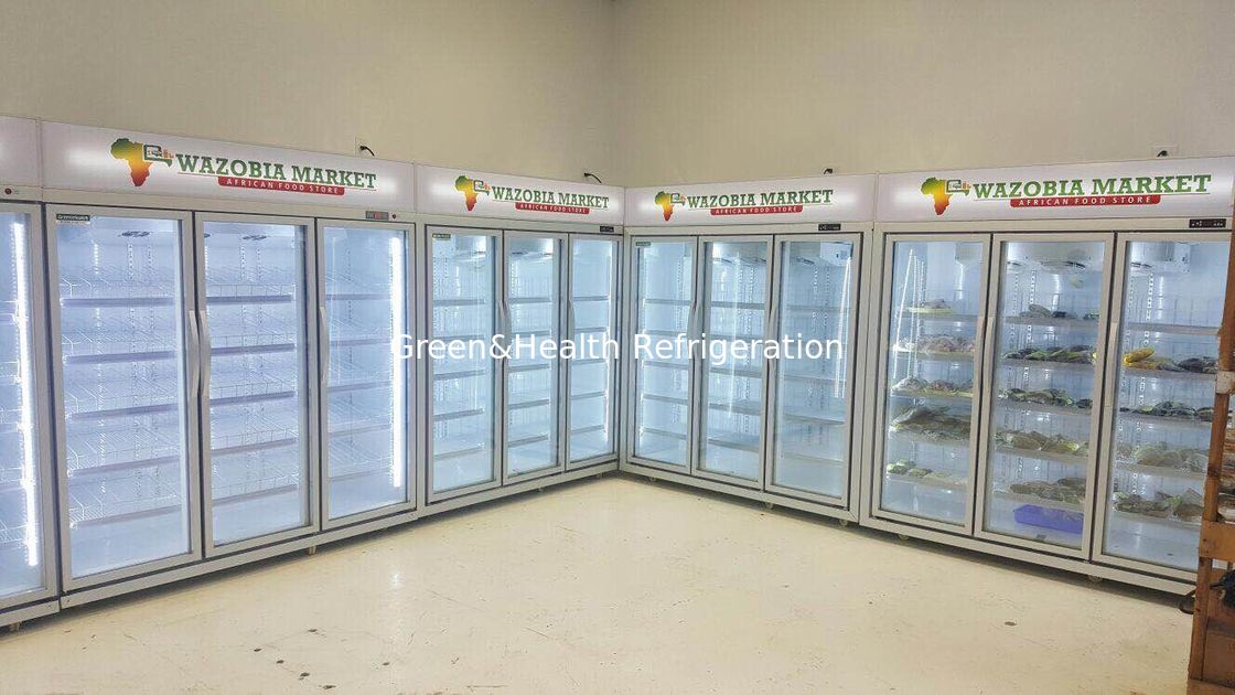 -18 | congélateur en verre droit commercial de porte 22℃ pour le poulet de viande/crème glacée