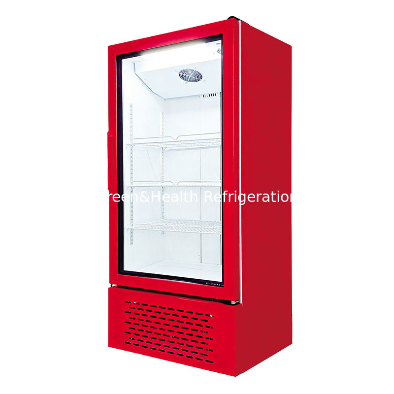 Réfrigérateur à boisson vertical à porte vitrée simple, refroidi par ventilateur, pour supermarchés et supérettes
