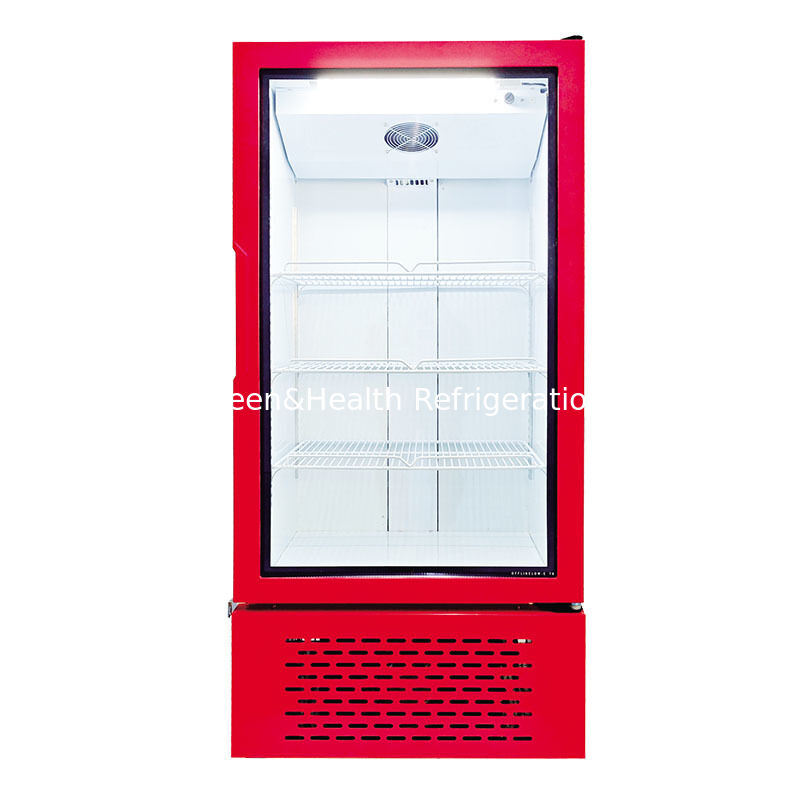 Réfrigérateur à boisson vertical à porte vitrée simple, refroidi par ventilateur, pour supermarchés et supérettes