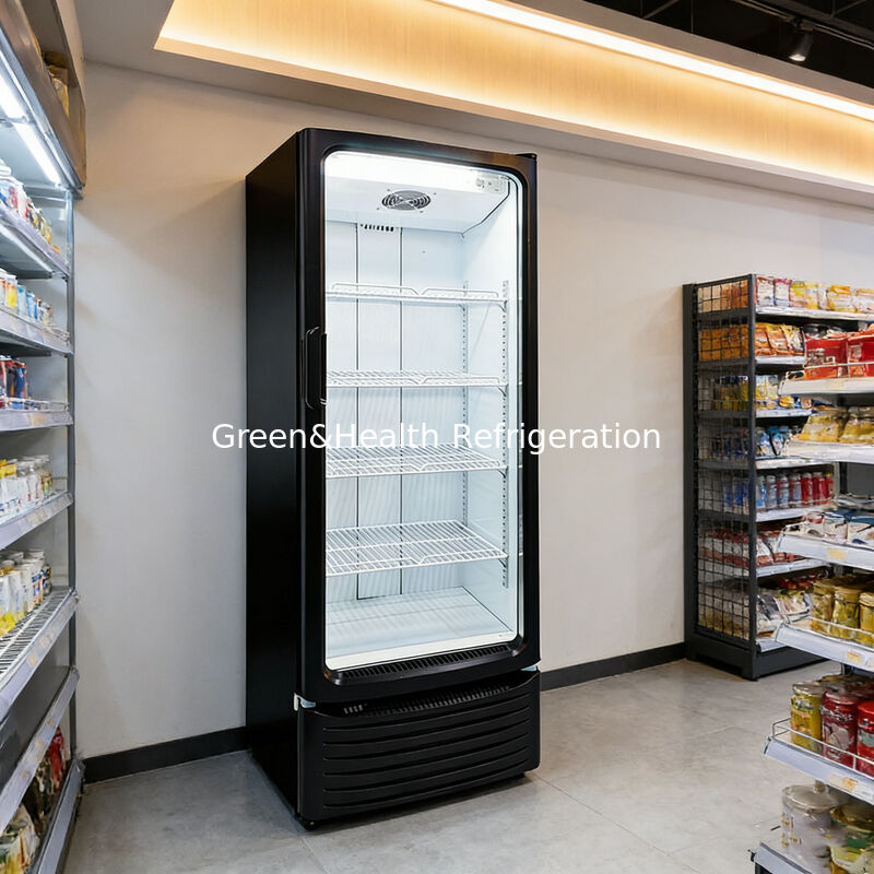 Refroidisseur d'affichage commercial de volume 255L avec ventilateur de refroidissement et dégivrage automatique pour le stockage des boissons