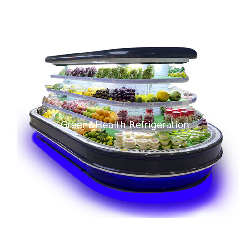 Chiller ouvert à plusieurs étages commercial avec éclairage LED automatique de dégel et économie d'énergie pour affichage au supermarché