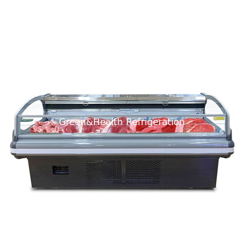 Congélateur d'exposition de viande en acier inoxydable avec éclairage intérieur à LED et système de dégivrage automatique pour supermarchés