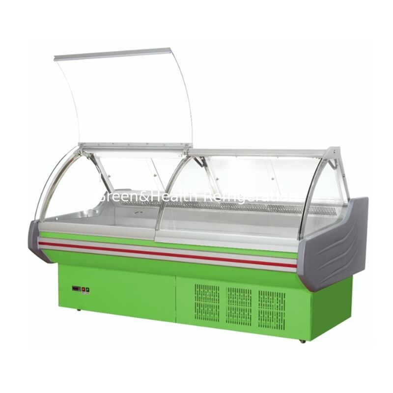 Réfrigérateur à écran d'aliments cuits à flip top horizontal commercial avec lumière LED et refroidissement par ventilateur en acier inoxydable