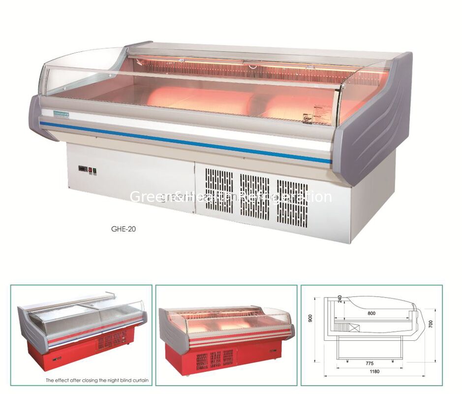 Congélateur à affichage de viande en acier inoxydable avec lumière LED et dégel automatique pour utilisation commerciale