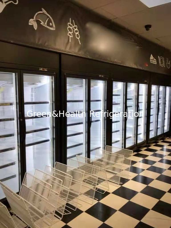 Chaîne de magasins étagère réglable 2 porte de verre congélateur pour les aliments surgelés avec ventilateur de refroidissement