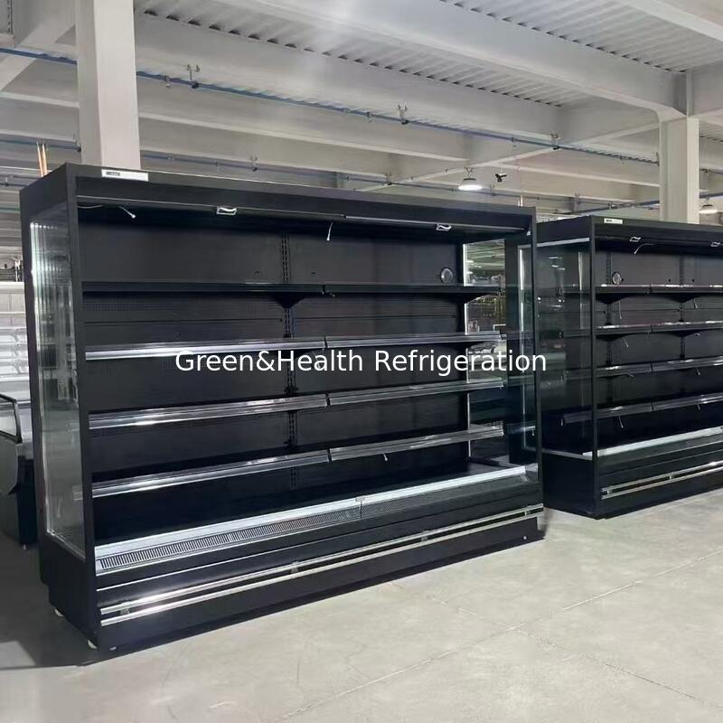 Réfrigérateur vitrine congélateur commercial noir pour boucherie, produits de viande