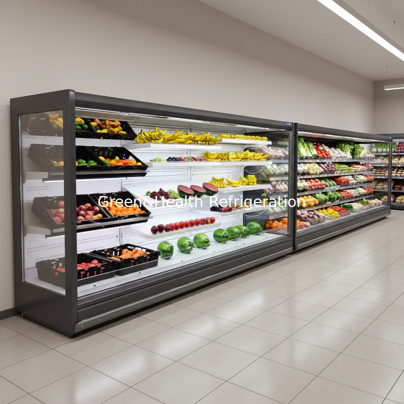 Réfrigérateur vitrine congélateur commercial noir pour boucherie, produits de viande