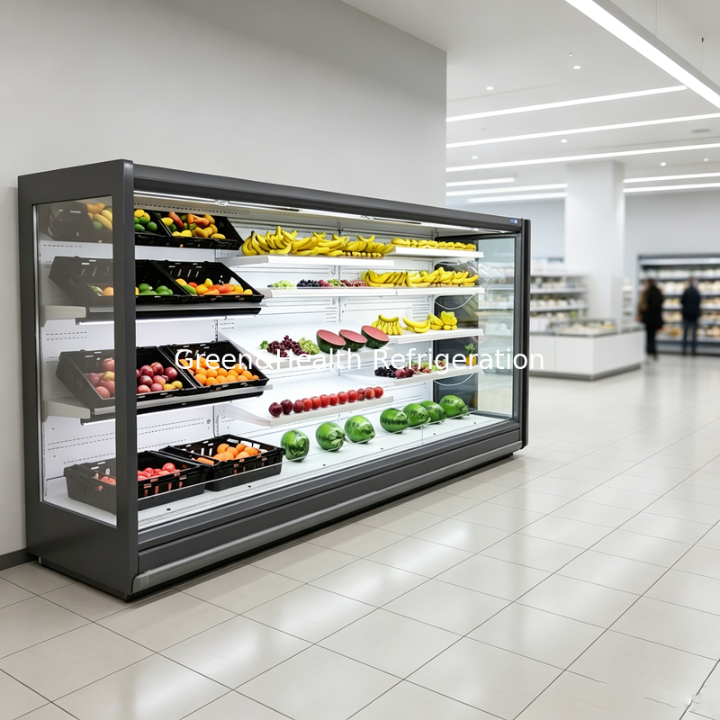 Réfrigérateur vitrine congélateur commercial noir pour boucherie, produits de viande