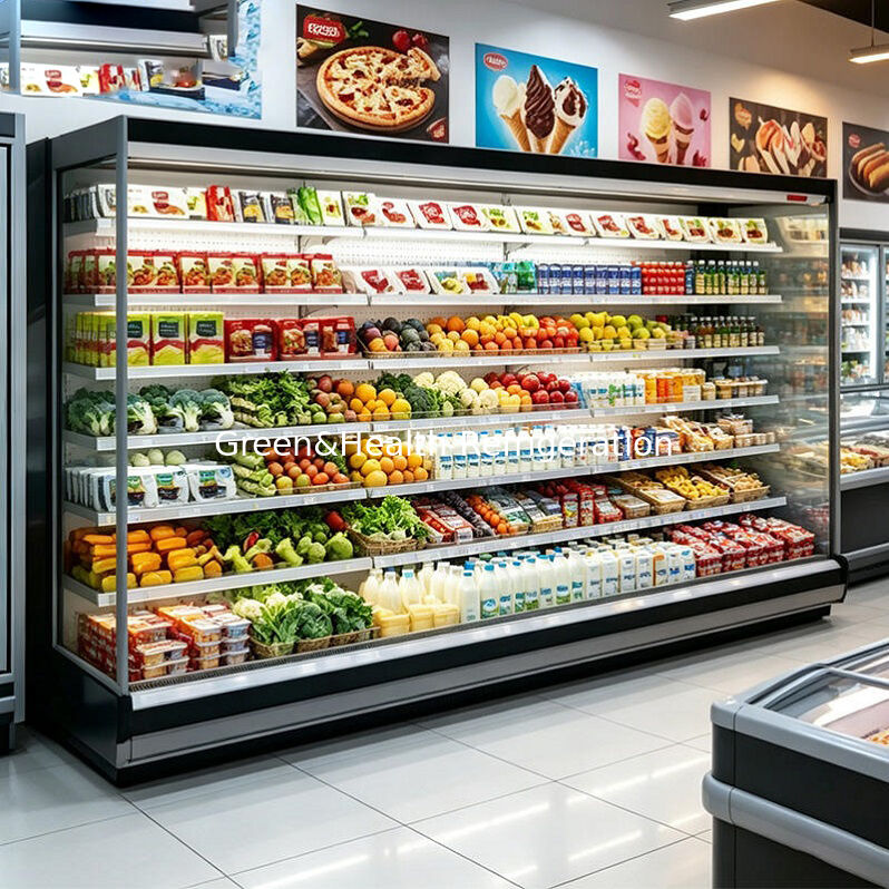 Réfrigérateur vitrine congélateur commercial noir pour boucherie, produits de viande