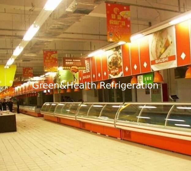Coutume de réfrigérateur d'affichage d'épicerie d'étagère d'acier inoxydable pour le supermarché