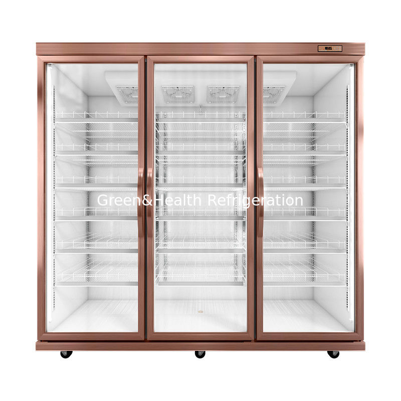 Réfrigérateur en verre de porte d'oscillation de marchandises de système distant avec le matériel en aluminium