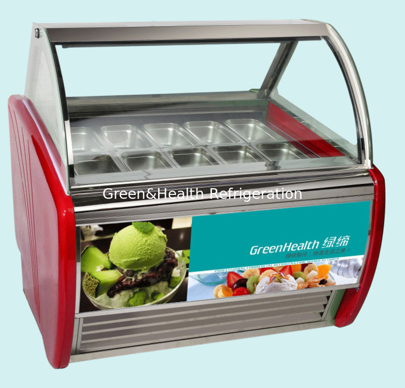Rouge Vert Noir Couleur courbe Porte coulissante Display glace congélateur