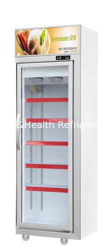 Congélateur vitrine commercial avec porte vitrée, capacité de 500L et compresseur Danfoss - Réfrigérateur d'exposition vertical pour produits surgelés avec porte vitrée trempée triple couche