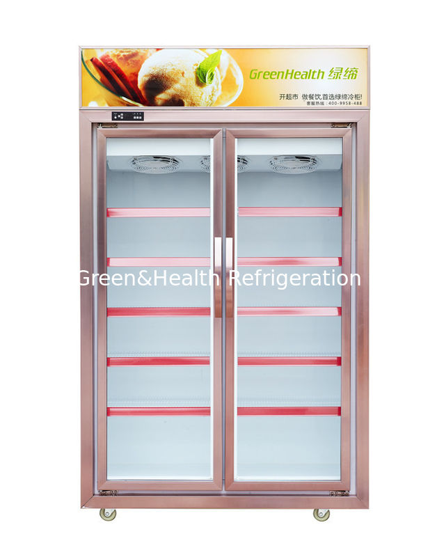 Congélateur vitrine commercial avec porte vitrée, capacité de 500L et compresseur Danfoss - Réfrigérateur d'exposition vertical pour produits surgelés avec porte vitrée trempée triple couche