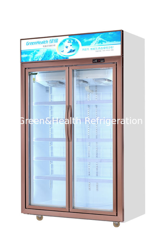 Congélateur vitrine commercial avec porte vitrée, capacité de 500L et compresseur Danfoss - Réfrigérateur d'exposition vertical pour produits surgelés avec porte vitrée trempée triple couche