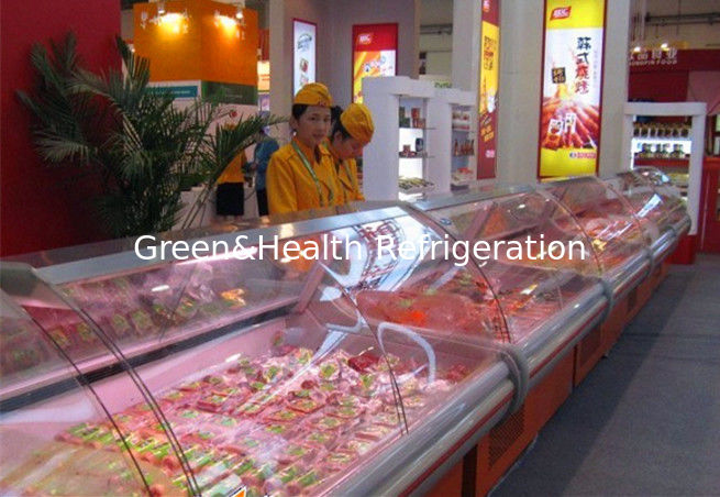 Réfrigérateur commercial à vitrine de charcuterie avec compresseur Danfoss de refroidissement par ventilateur et conception en verre incurvé