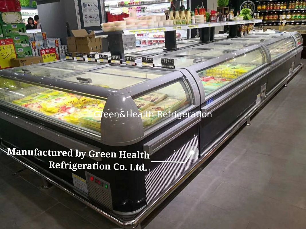 1Congélateur commercial à écran d'île de.9m avec lumière LED et réfrigérant R404a 2100x890x890mm Congélateur à coffre