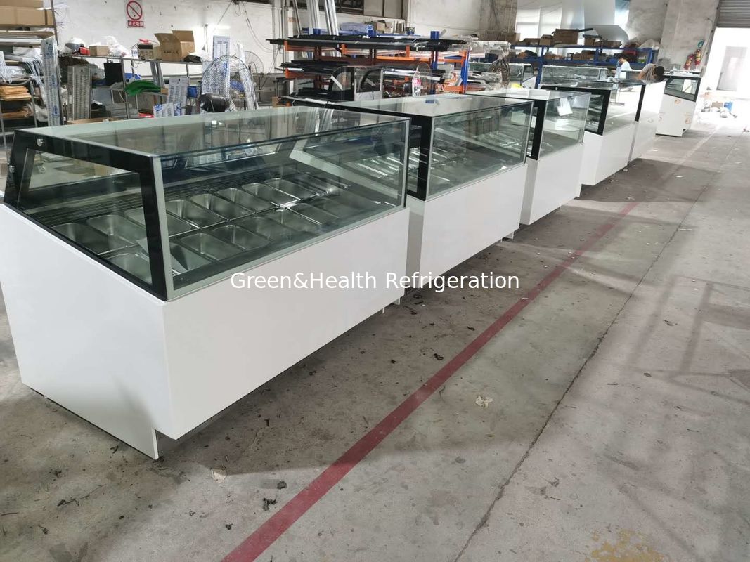 Congélateur commercial d'affichage de crème glacée de refroidissement par ventilateur avec des casseroles en acier inoxydable et un contrôleur numérique
