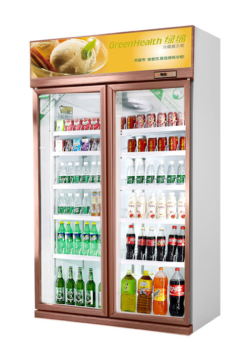 Un réfrigérateur plus frais de supermarché de boisson en verre de porte de refroidissement à l'air 5 couches