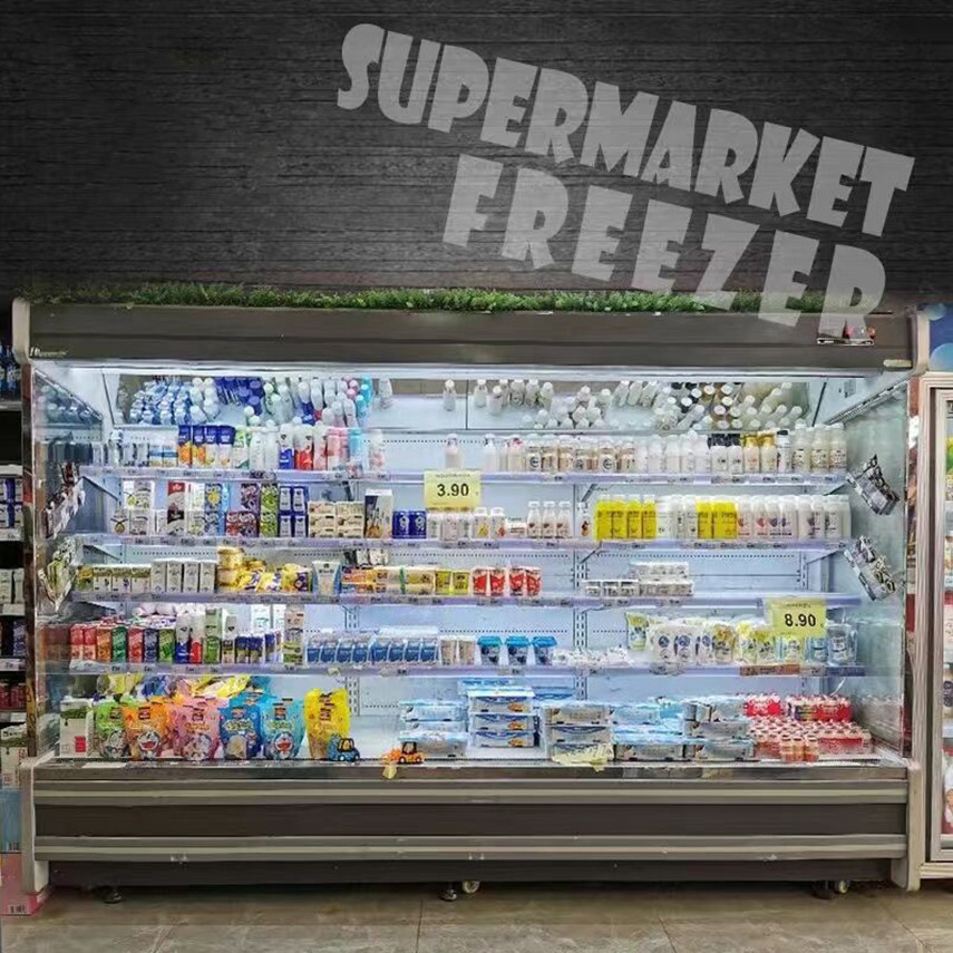 Supermarché vertical vitrine de produits laitiers affichage multi-deck refroidisseur à froid ouvert
